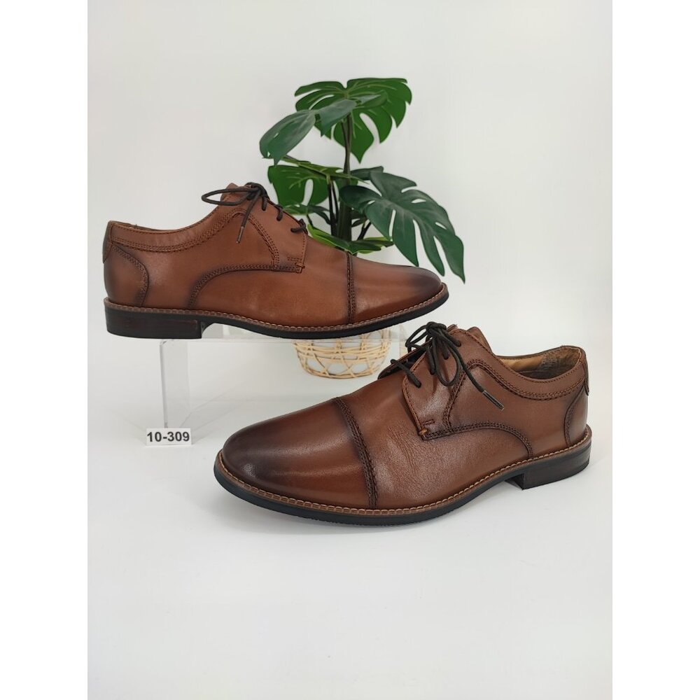 Nunn Bush Men's Fifth Ward Flex Brown Leather Cap Toe Oxford Shoes Size 10.5m